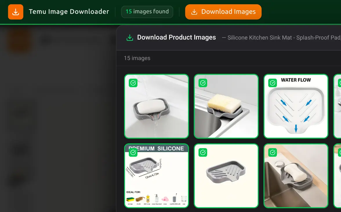 Temu Image Downloader Interface